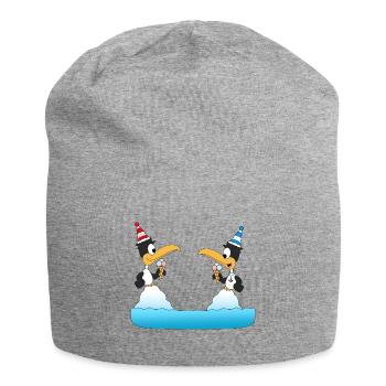PINGUINE - EIS - TIERE - WINTER - LIEBE - LOVE - Jersey-Beanie - Grau meliert - Vorne