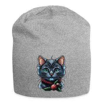 Wunderschöne Weihnachtskatzenillustration, eine ausgezeichnete - Jersey-Beanie - Grau meliert - Vorne