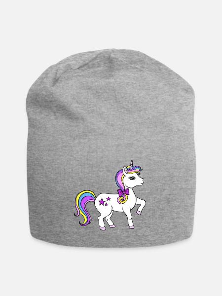 Einhorn - Jersey-Beanie - Grau meliert