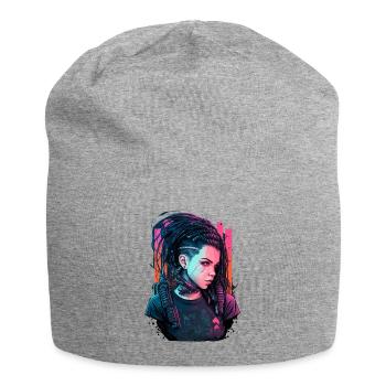 Ein erstaunlich aussehendes futuristisches Mädchen das ausgezeichnete - Jersey-Beanie - Grau meliert - Vorne