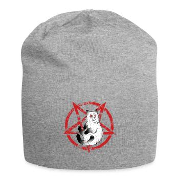 Dark cat occult pentacle Halloween - Jersey Beanie - heather grey - Front