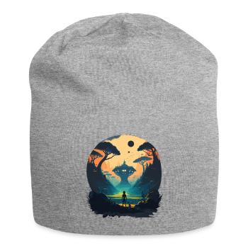 green alien space - Jersey Beanie - heather grey - Front