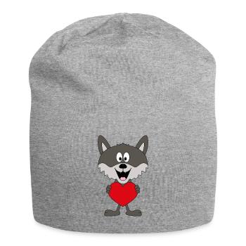 WOLF - HERZ - LIEBE - LOVE - TIER - KIND - BABY - Jersey-Beanie - Grau meliert - Vorne