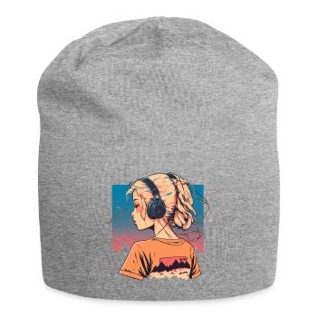 Vaporwave Anime Mädchen - Jersey-Beanie - Grau meliert - Vorne