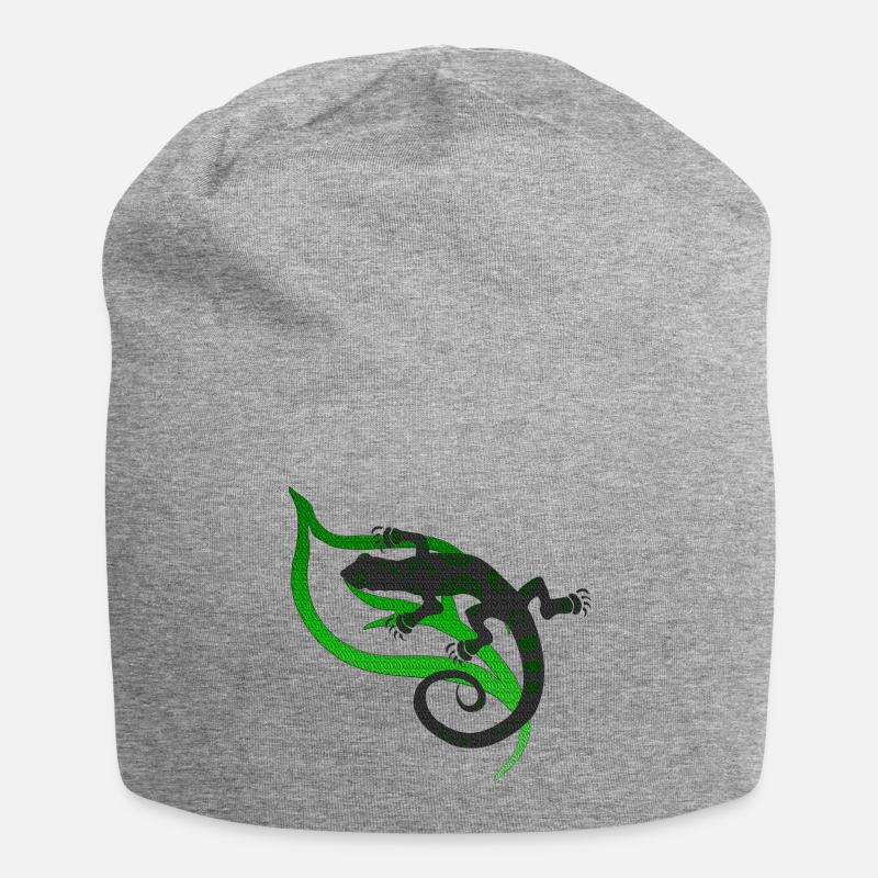 coole eidechsenmotive, Eidechsentribal - Jersey-Beanie - Grau meliert