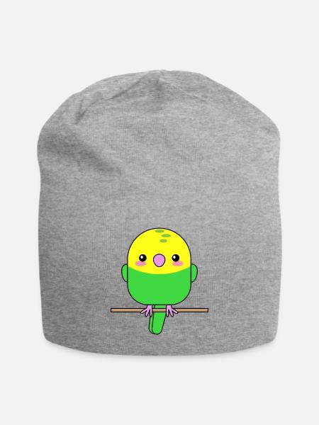 Wellensittich Papagei - Jersey-Beanie - Grau meliert