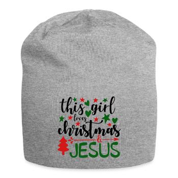 Girl loves christmas - Jersey Beanie - heather grey - Front