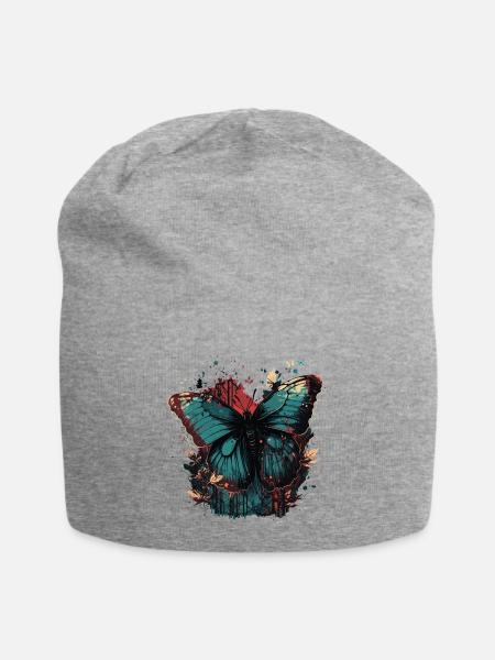 Schmetterling im Wald - Jersey-Beanie - Grau meliert