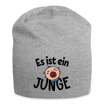 Schwanger Familienglück Statement Babybauch - Jersey-Beanie - Grau meliert - Vorne