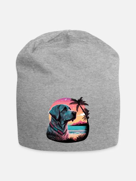 Labrador Retriever Hawaii Looks Illustration - Jersey-Beanie - Grau meliert