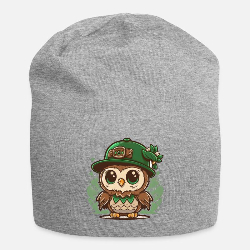 St. Patrick s Day Kawaii Eule mit Hut - Jersey-Beanie - Grau meliert