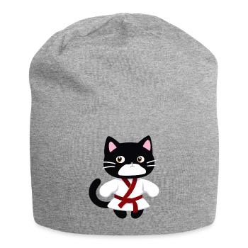ticker, Happy Colorful Owl wearing Headphones, kaw - Jersey-Beanie - Grau meliert - Vorne
