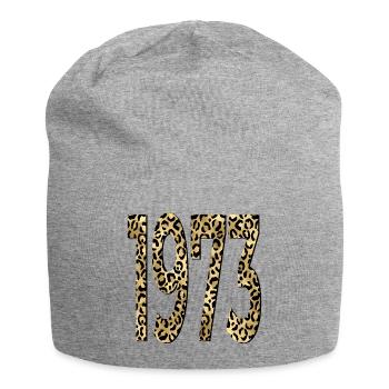 Geburtstag 1973 Leopardenmuster - Jersey-Beanie - Grau meliert - Vorne