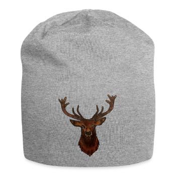 Tête de CERF - Bonnet en jersey - gris chiné - Devant