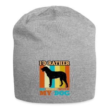 Cao De Castro Laboreiro Dog Silhouette Retro Sun - Jersey Beanie - heather grey - Front