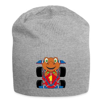 T-REX - DINOSAURIER - AUTO - RENNFAHRER - DINO - Jersey-Beanie - Grau meliert - Vorne