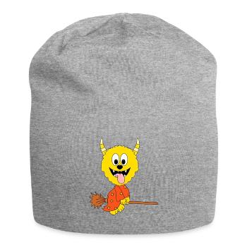 MONSTER - HEXE - KIND - BABY - HEXENBESEN - Jersey-Beanie - Grau meliert - Vorne