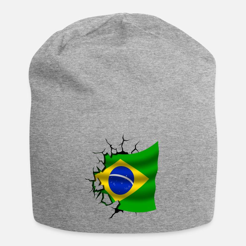 Drapeau du Brésil - Brésil - Drapeau Broken Design - Bonnet en jersey - gris chiné