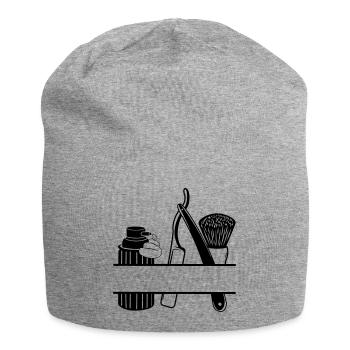 Shaving cream, knife and brush, logo shaving - Jersey Beanie - heather grey - Front
