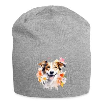 Niedlicher lustiger Hund mit Aquarell - Jersey-Beanie - Grau meliert - Vorne