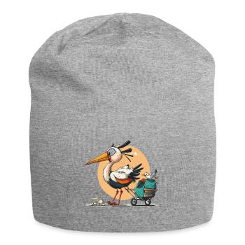 Storchen-Lieferung - Jersey-Beanie - Grau meliert - Vorne