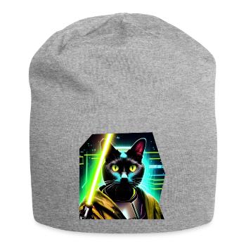 Chat avec sabre laser - Bonnet en jersey - gris chiné - Devant