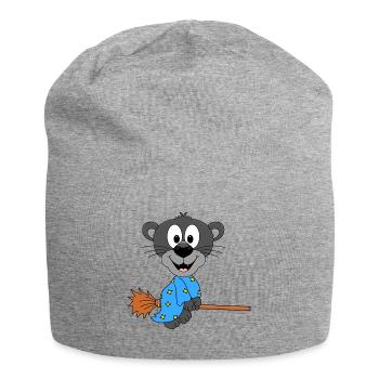 HEXENBESEN - FLIEGEN - HEXE - PANTER - TIER - Jersey-Beanie - Grau meliert - Vorne