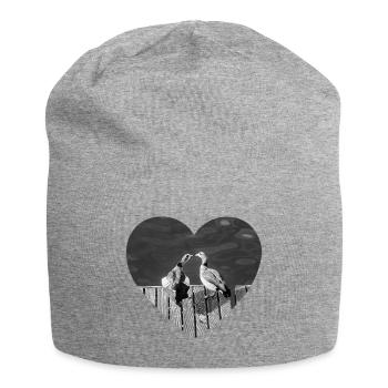 Heart for the birds - Jersey Beanie - heather grey - Front