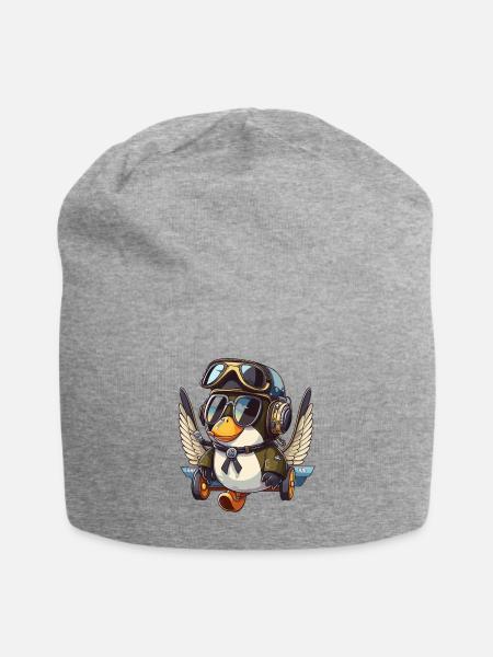 Pinguin-Pilot - Jersey-Beanie - Grau meliert