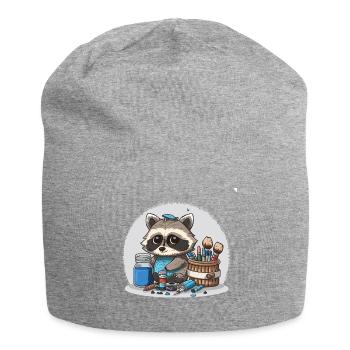 Crafty Raccoon - Jersey Beanie - heather grey - Front