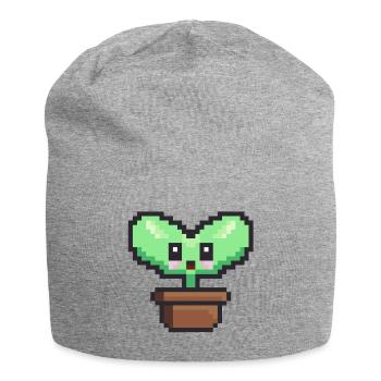 Plante pixel art - Bonnet en jersey - gris chiné - Devant