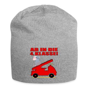 Grundschule 4. Schulklasse - Feuerwehr - Jersey-Beanie - Grau meliert - Vorne