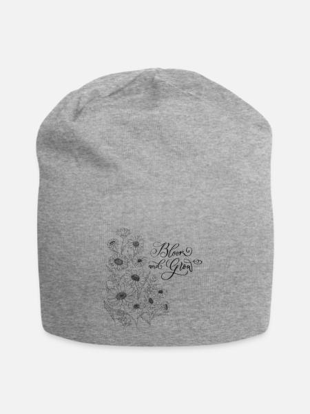 Blumen Dekor mit viel Platz für deinen Text - Jersey-Beanie - Grau meliert