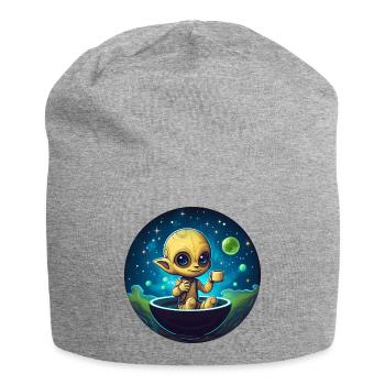 Alien amoureux du café: collation de minuit - Bonnet en jersey - gris chiné - Devant