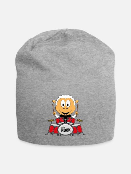 SCHLAGZEUG - MUSIK - ROCK - BAND - SCHAF - TIER - Jersey-Beanie - Grau meliert