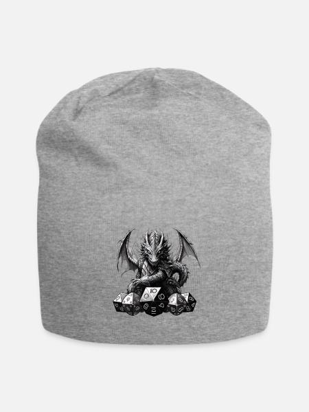 Schwarzer Fantasy Drache W20 RPG Shirt - Jersey-Beanie - Grau meliert