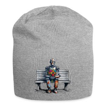 roboter bank blumen robot love rostig kunst - Jersey-Beanie - Grau meliert - Vorne