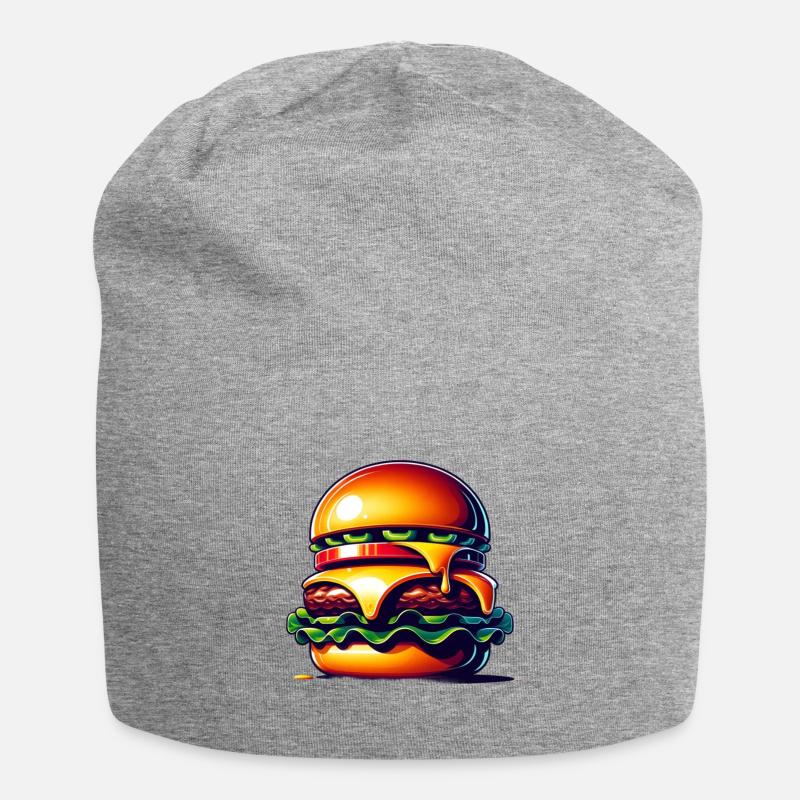 Lecker Burger! - Jersey-Beanie - Grau meliert