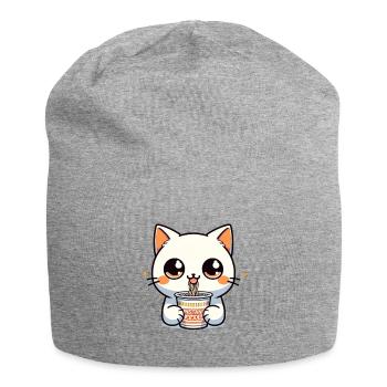 Instant Noodles Katze: Anime Minimalismus - Jersey-Beanie - Grau meliert - Vorne