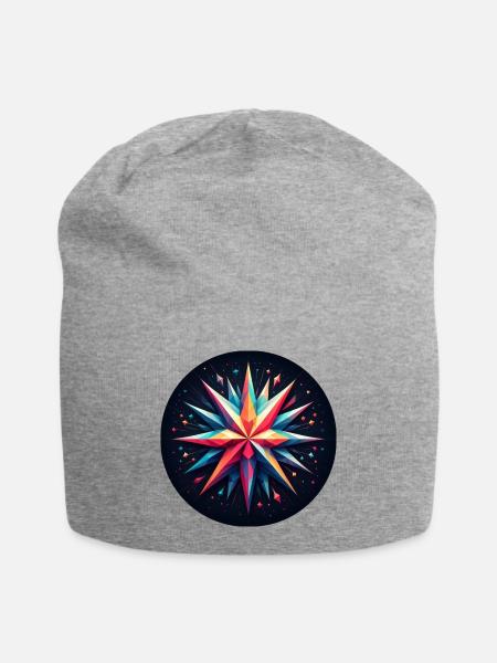 Polygon Stern bunt - Jersey-Beanie - Grau meliert