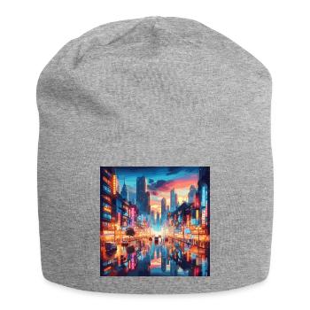 Neo Tokyo la nuit, métropole, Japon, grande ville - Bonnet en jersey - gris chiné - Devant