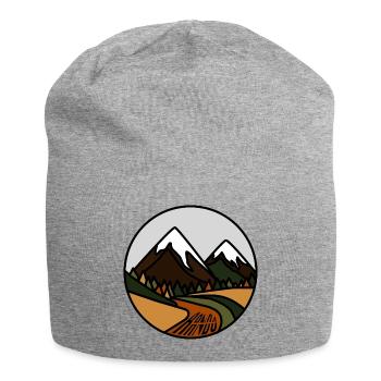 Schneebedeckte Berge und Alpentäler - Jersey-Beanie - Grau meliert - Vorne