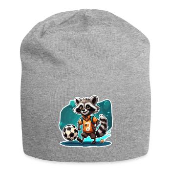 Soccer Raccoon / Animal / Soccer / Goal / Sports - Jersey Beanie - heather grey - Front