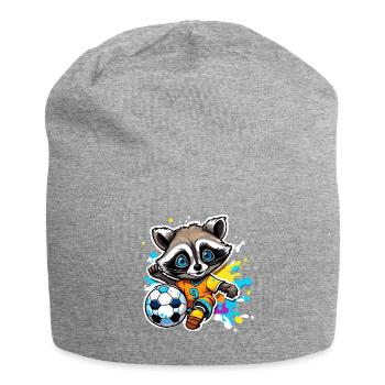 Soccer Raccoon / Animal / Soccer / Goal / Sports - Jersey Beanie - heather grey - Front