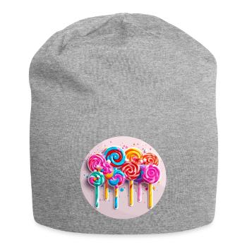 Lutscher / Lolli Pop / Süßigkeit / schlecken / süß - Jersey-Beanie - Grau meliert - Vorne