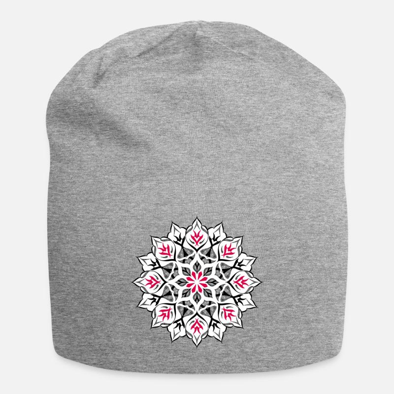 Dotwork mandala design - Jersey Beanie - heather grey