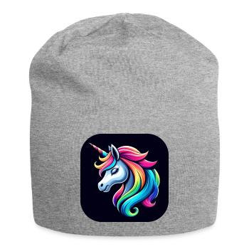 Corne de crinière multicolore Licorne - Bonnet en jersey - gris chiné - Devant