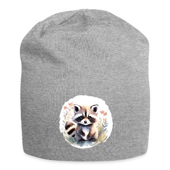 Waschbär Aquarell - Jersey-Beanie - Grau meliert - Vorne