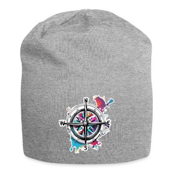 Boussole / Direction cardinale / Voyage / Survie - Bonnet en jersey - gris chiné - Devant