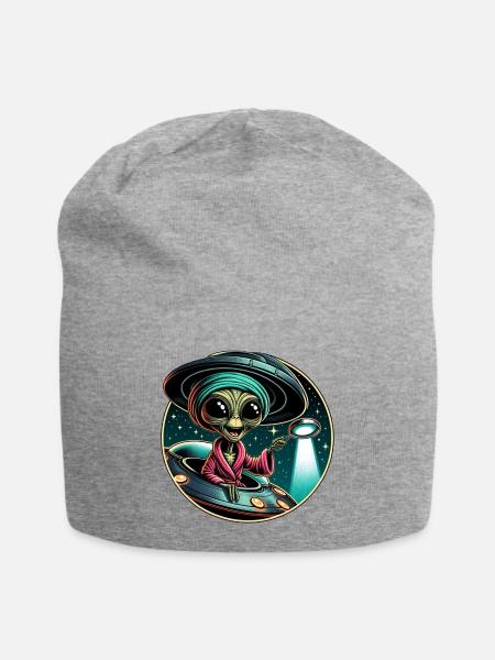 Außerirdischer Detektiv im UFO-Licht - Jersey-Beanie - Grau meliert